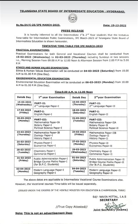 ts inter 1st year time table 2024